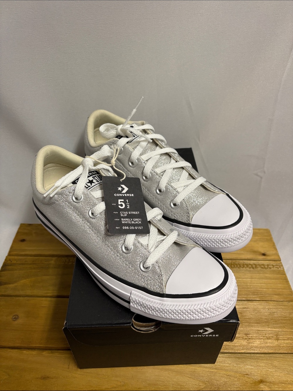 NIB Converse CTAS Street Slip Metallic Silver Glitter Size 7.5